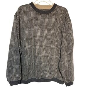 Knights Sportswear Plaid Crewneck Sweater Men's XL Gray Beige Pullover